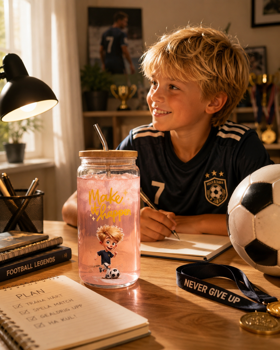 Dryckesglas med bambulock & sugrör – Make it happen