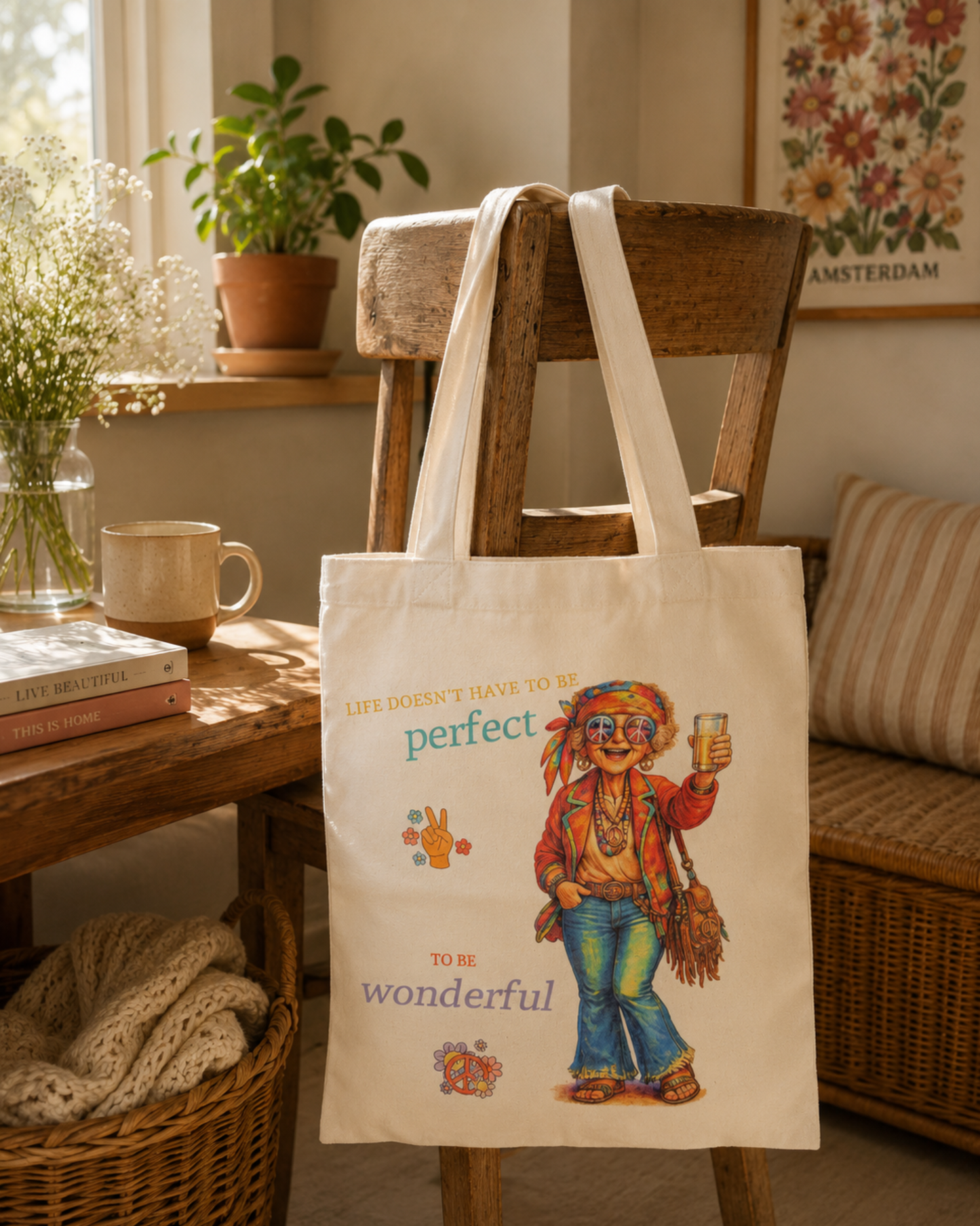 Tygpåse (36x34 cm) - Life doesn´t have to be perfect to be wonderful