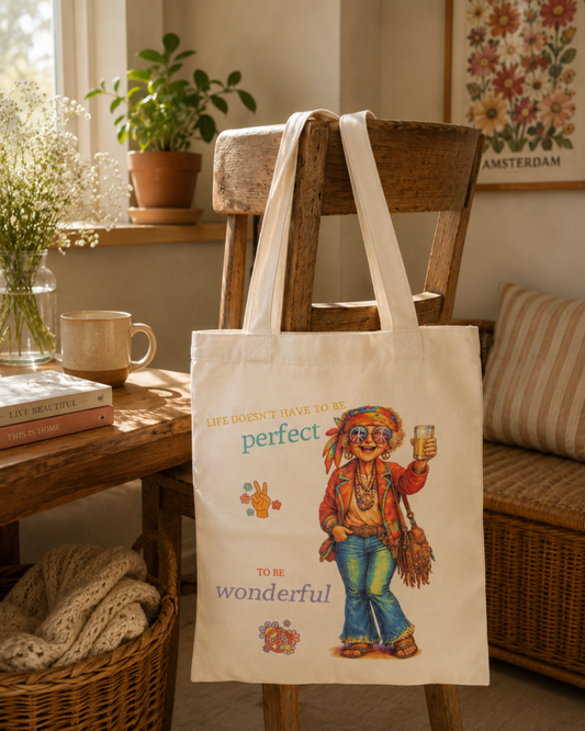 Tygpåse (36x34 cm) - Life doesn´t have to be perfect to be wonderful