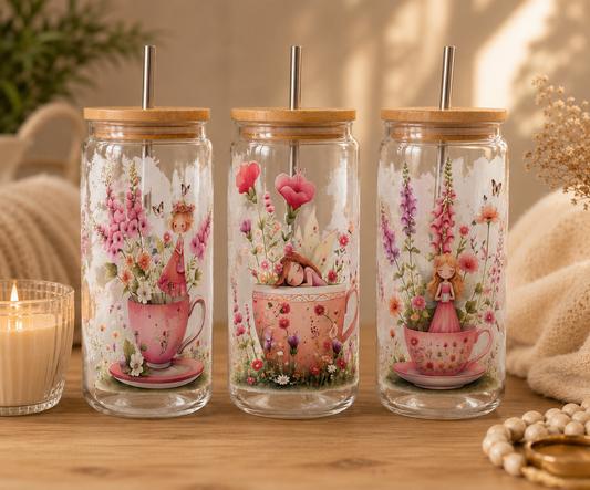 Dryckesglas med bambulock & sugrör – FAIRY